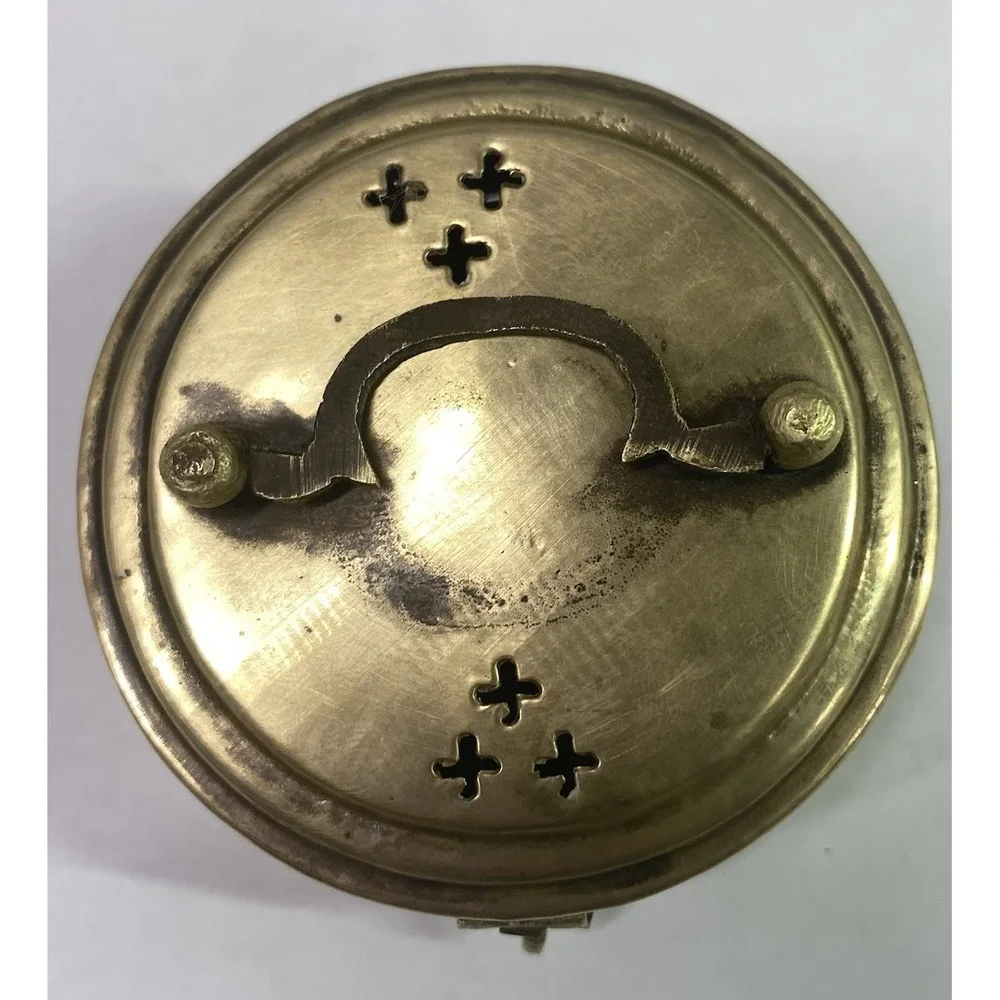 Rare Antique Hand Made Solid Brass Cricket‎ Trinket Box Needs Polishing 3